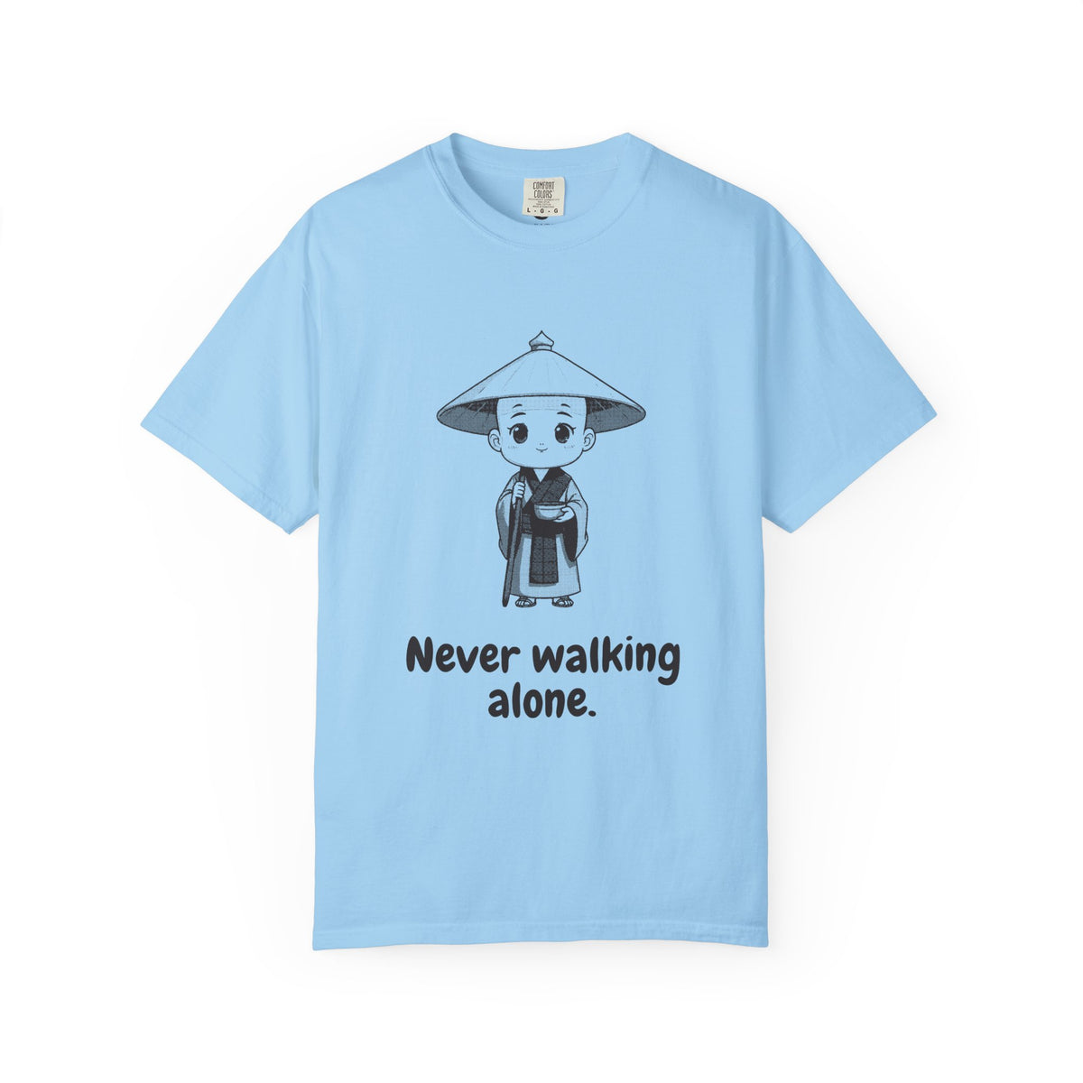 Kōbō Daishi · “Never walking alone.” — Garment-Dyed One-Ink Tee