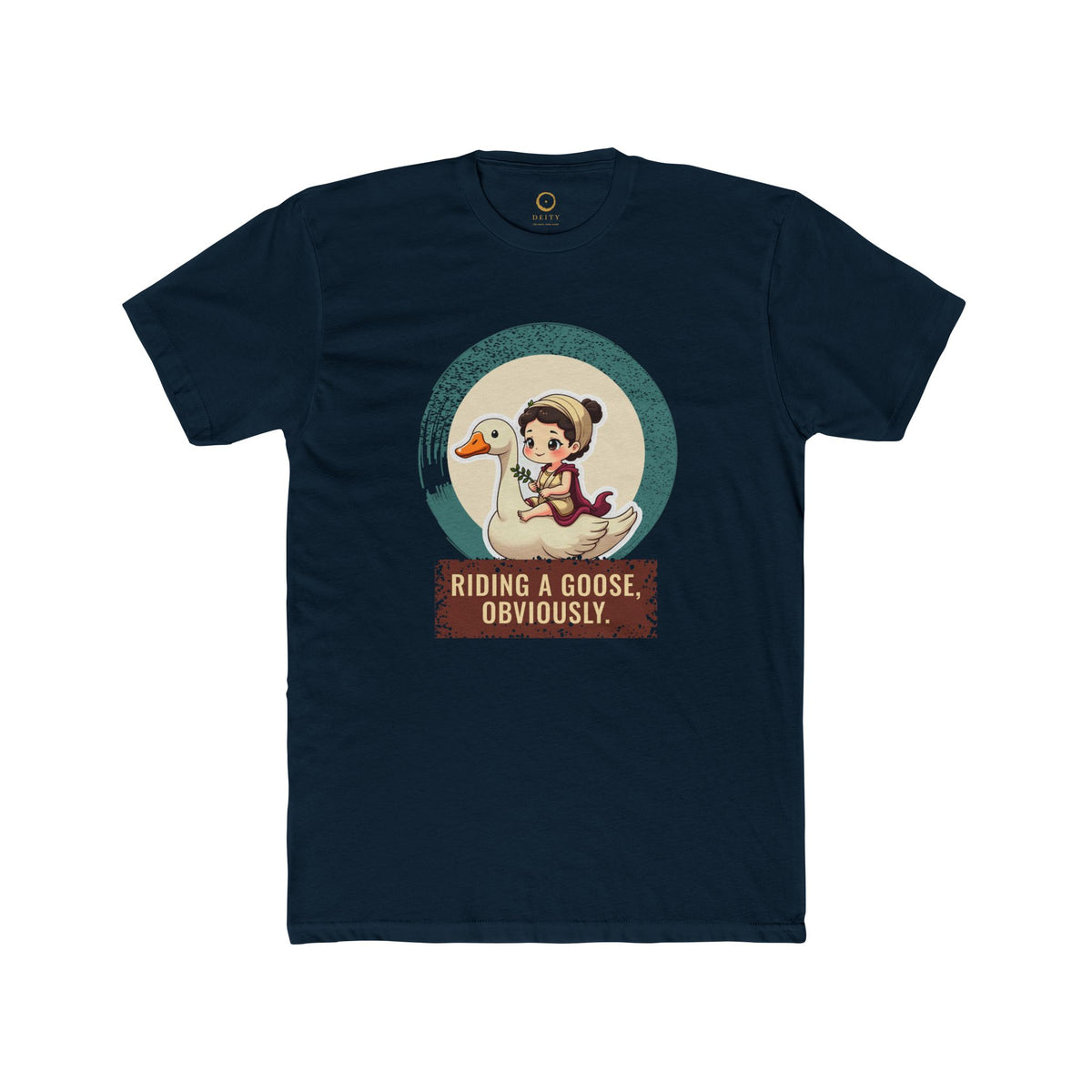 Aphrodite · “Riding a goose, obviously.” — Unisex T-Shirt