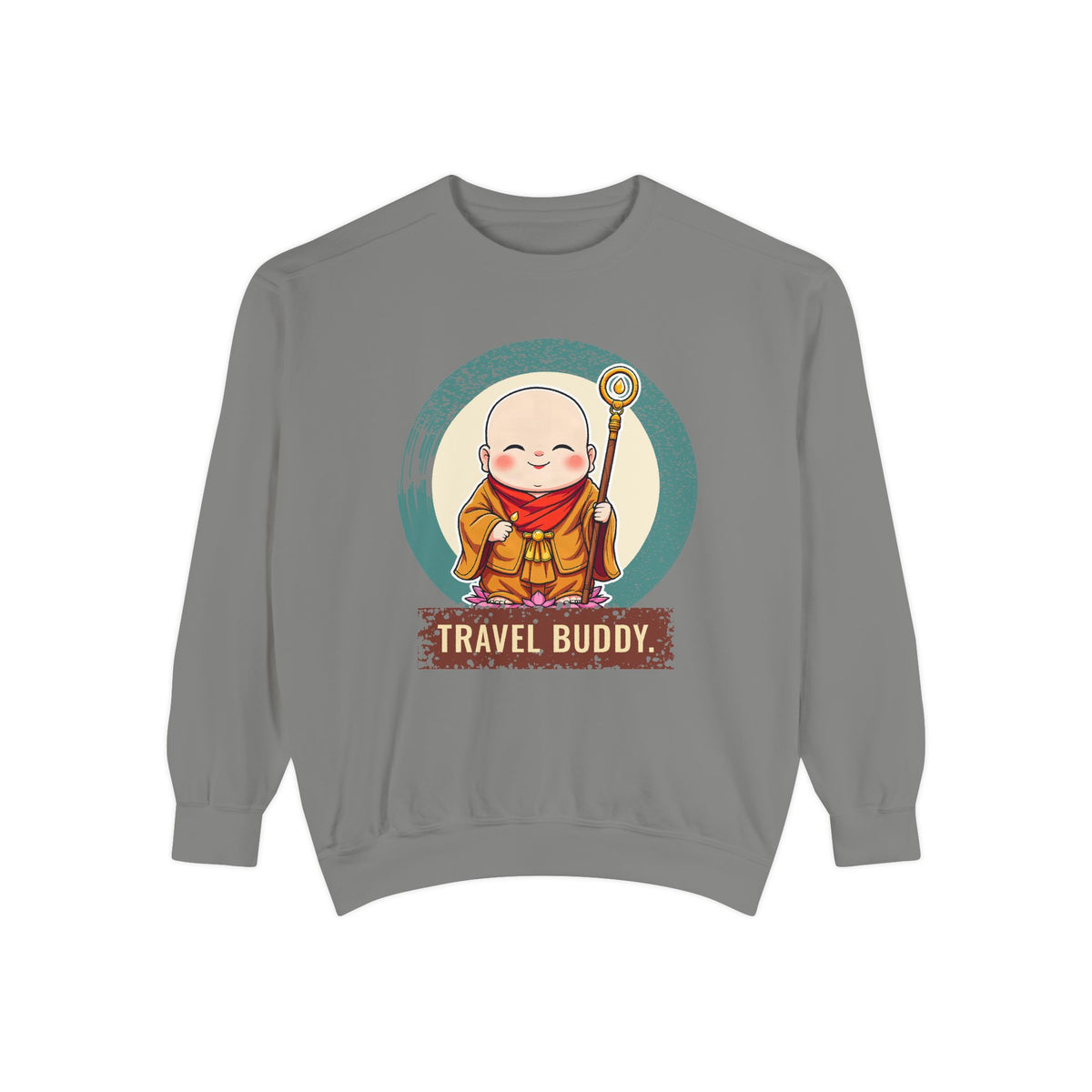 Jizō · “Travel buddy.” — Garment-Dyed Sweatshirt