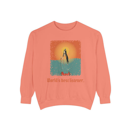 Guanyin: White-Robed Bodhisattva — Garment-Dyed Sweatshirt