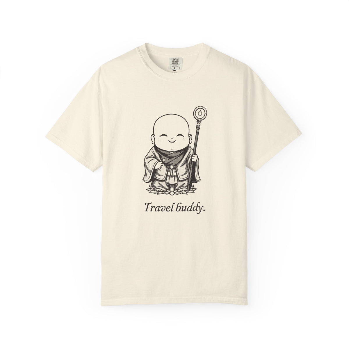 Jizō · “Travel buddy.” — Garment-Dyed One-Ink Tee
