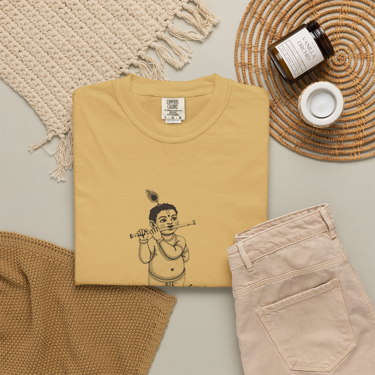 Krishna · “Butter thief. Heart thief.” — Garment-Dyed One-Ink Tee