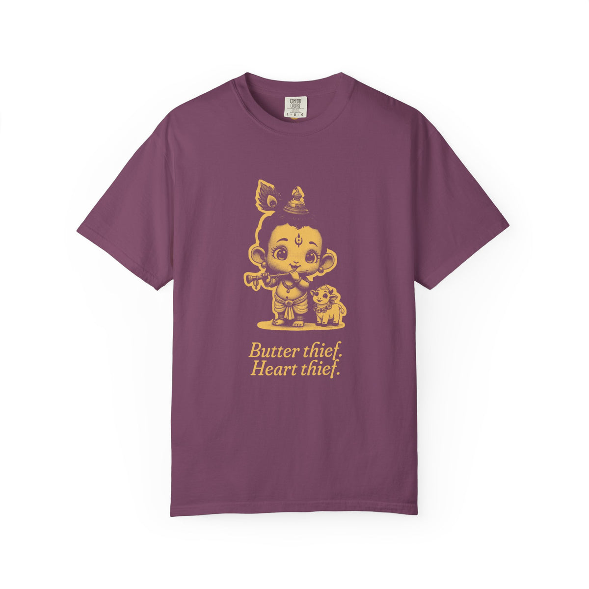 Krishna · “Butter thief. Heart thief.” — Garment-Dyed One-Ink Tee