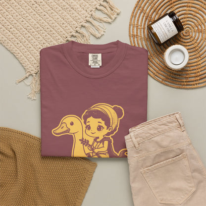 Aphrodite · “Riding a goose, obviously.” — Garment-Dyed One-Ink Tee
