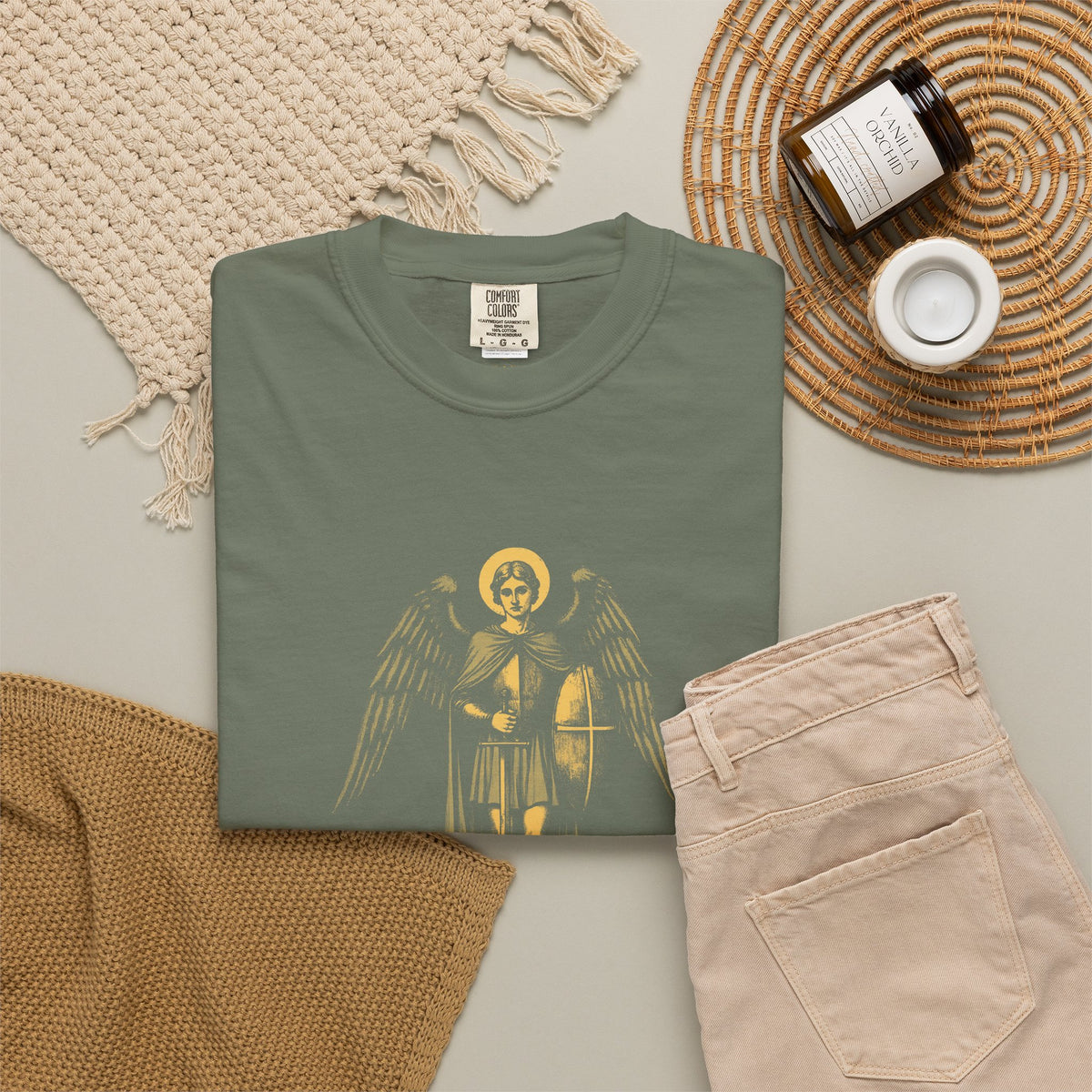 St Michael the Archangel: Chief Commander of Heaven — Garment-Dyed One-Ink Tee