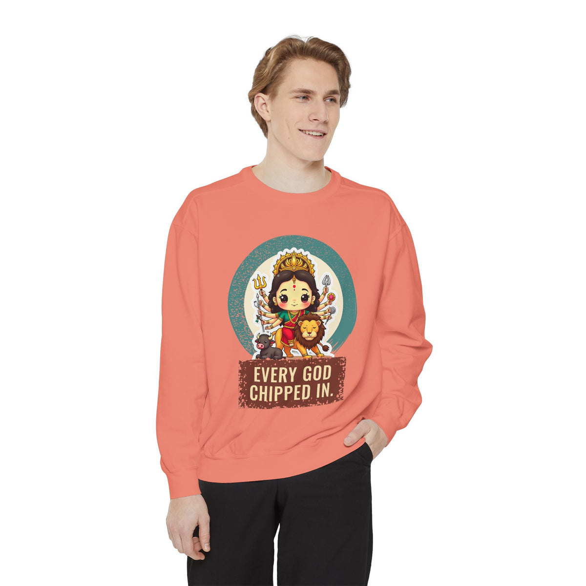 Durga · “Every god chipped in.” — Garment-Dyed Sweatshirt