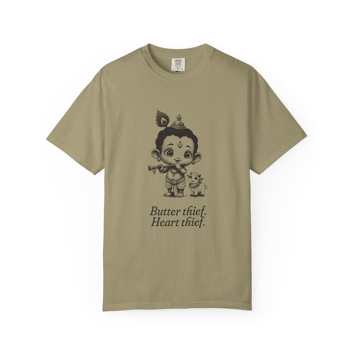 Krishna · “Butter thief. Heart thief.” — Garment-Dyed One-Ink Tee
