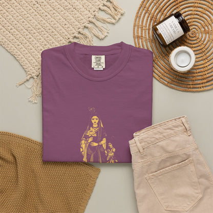 Radha · “Her name comes first.” — Garment-Dyed One-Ink Tee