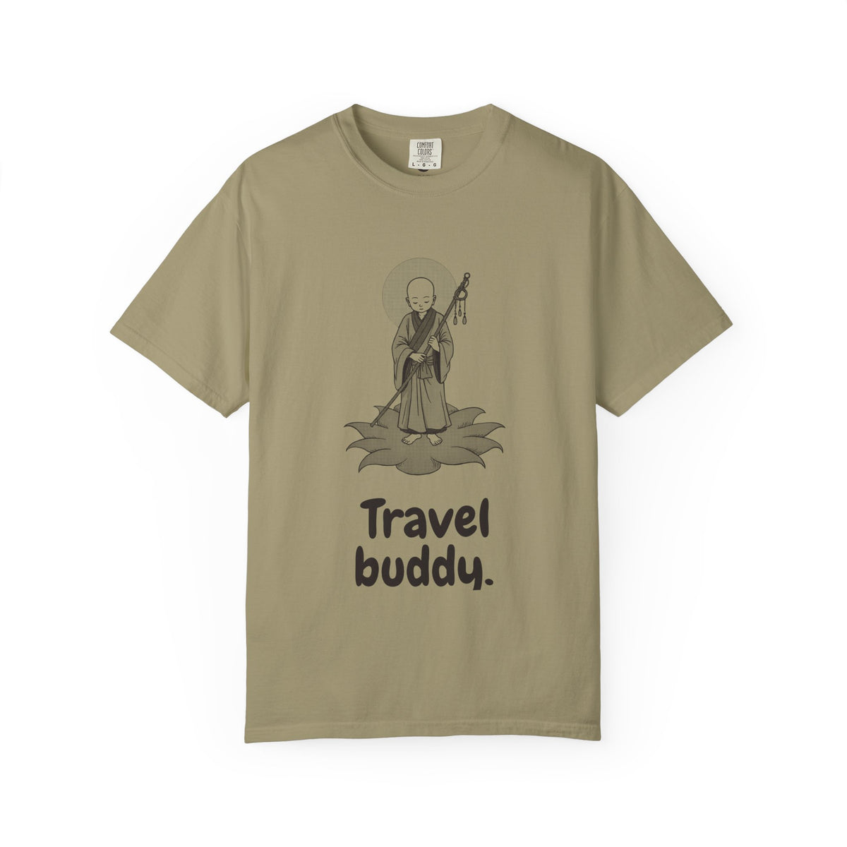 Jizō · “Travel buddy.” — Garment-Dyed One-Ink Tee