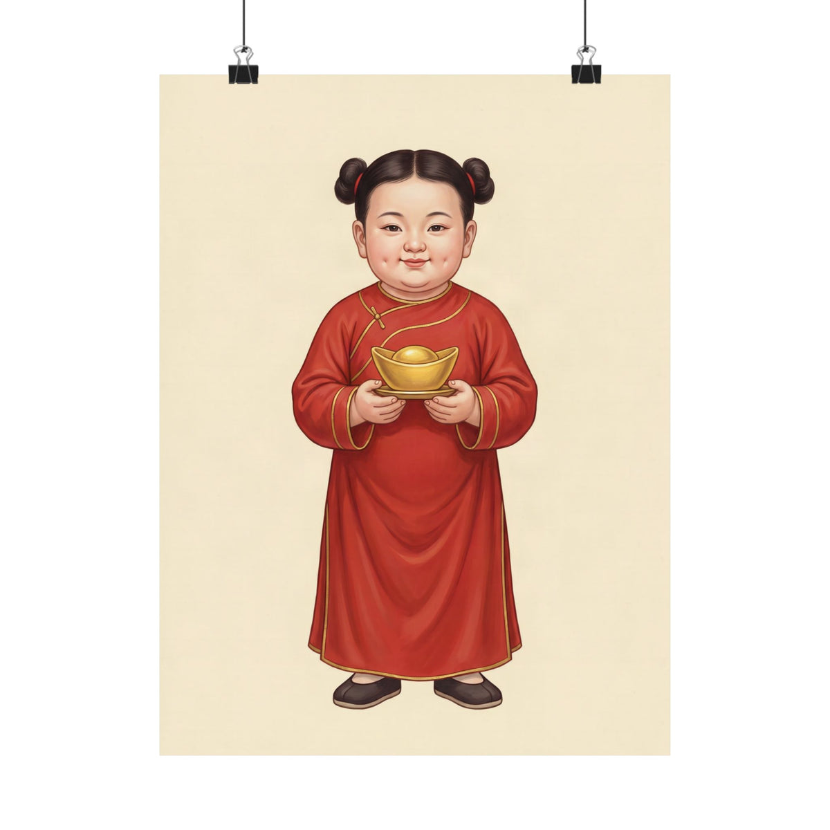 Jinbao Tongzi: Gold Ingot in Both Hands — Art Print