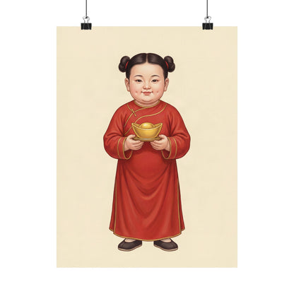 Jinbao Tongzi: Gold Ingot in Both Hands — Art Print