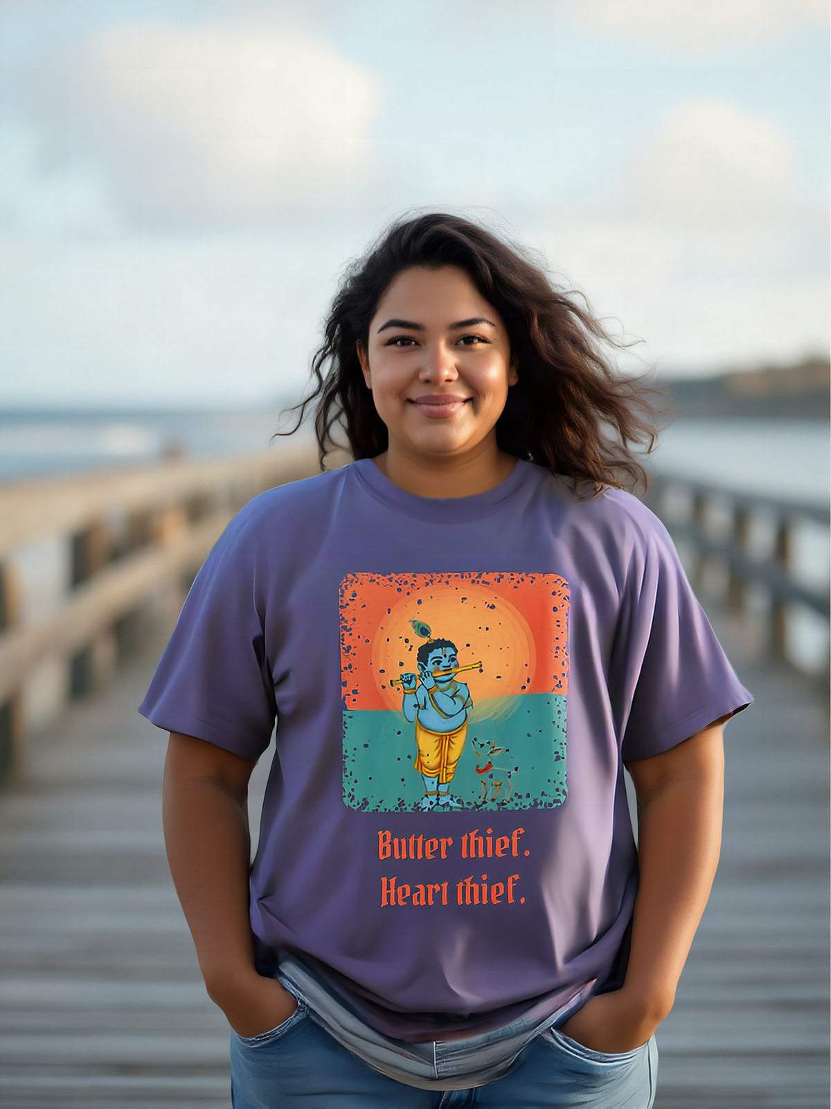 Mockup: AI-generated photo of the design worn by a model. The real shirt is printed to order; colours may vary slightly.