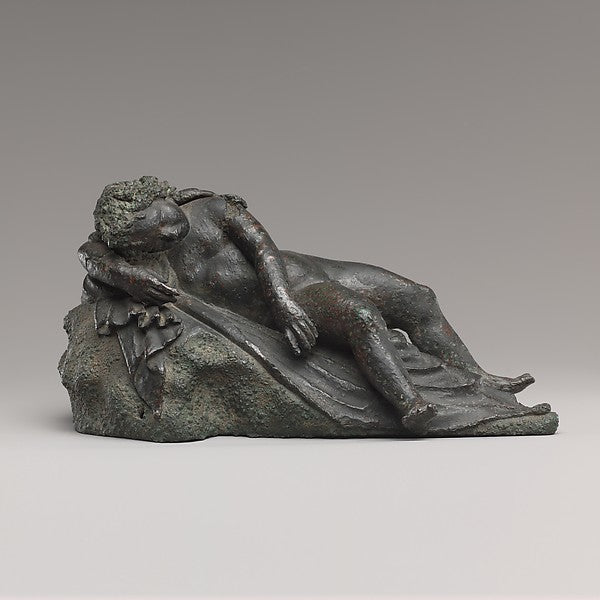 Bronze statuette of Eros asleep, 1st century BCE–2nd century CE, Greek or Roman, a favorite Hellenistic theme.