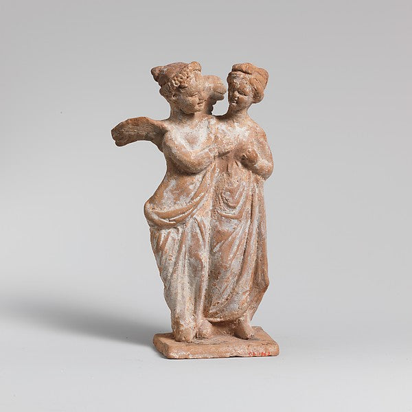 Boeotian terracotta of winged Eros embracing Psyche, 4th–3rd century BCE, his best-known companion.