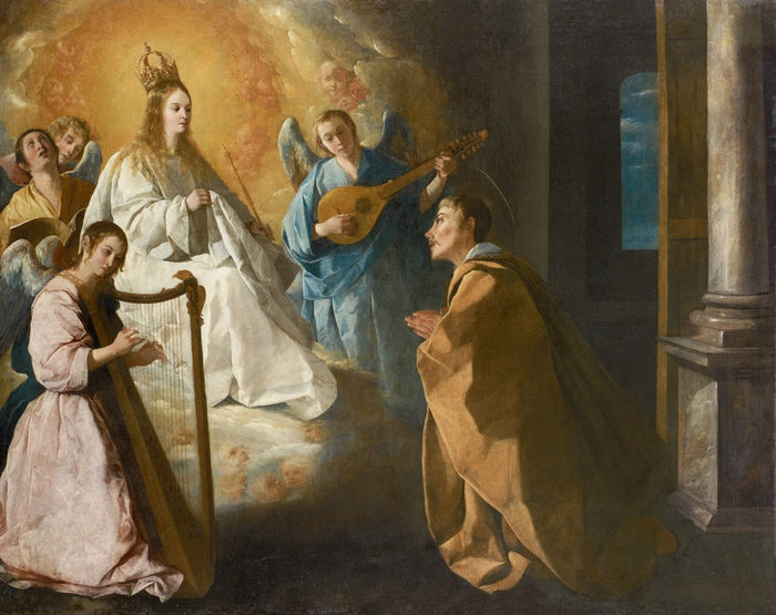 Zurbarán's Apparition of the Virgin of Mercy: the Catholic figure paired with Obatalá in Lucumí tradition, not an identity.