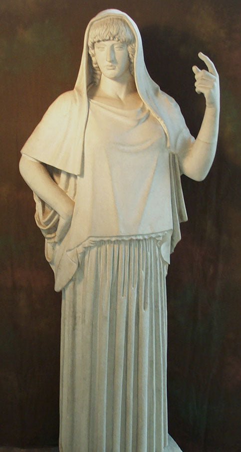 Roman second-century CE copy of the Giustiniani Hestia, after a c.460 BCE original; veiled, in a heavy mantle and pleated gown.