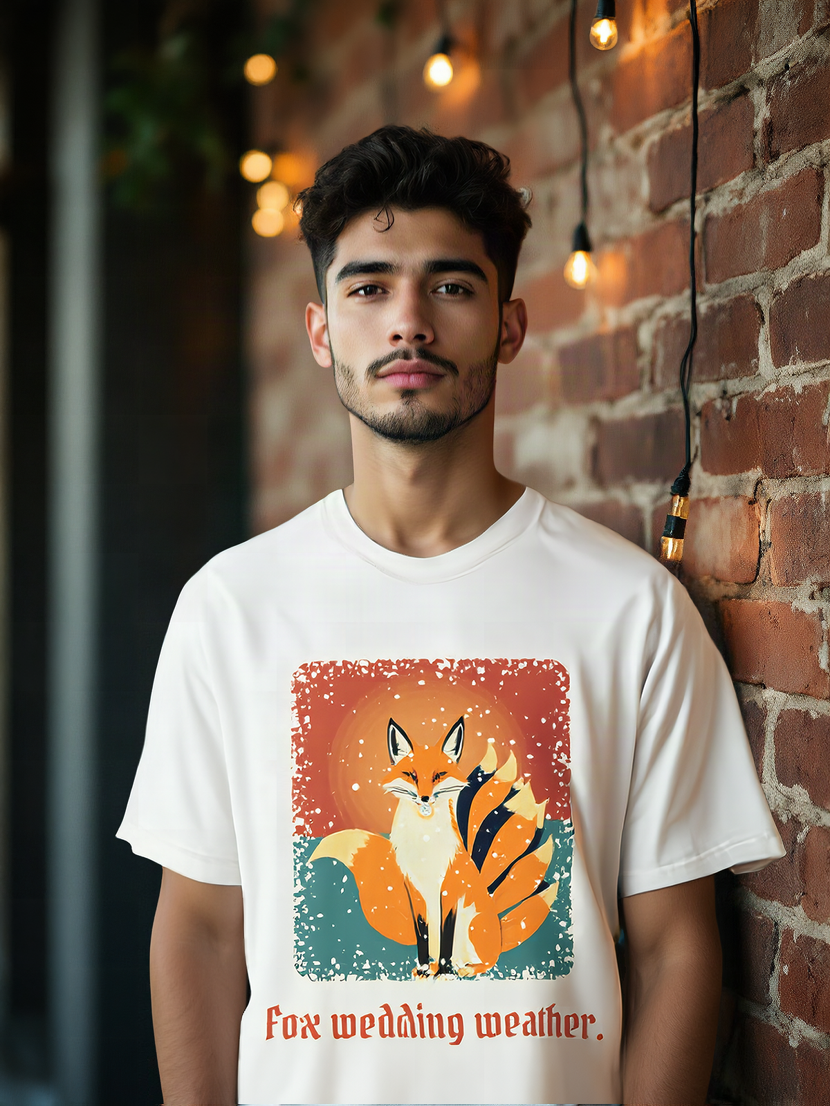 Mockup: AI-generated photo of the design worn by a model. The real shirt is printed to order; colours may vary slightly.