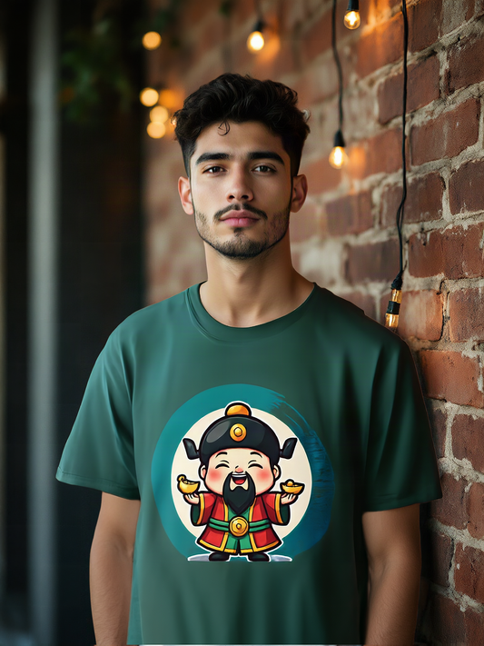 Mockup: AI-generated photo of the design worn by a model. The real shirt is printed to order; colours may vary slightly.