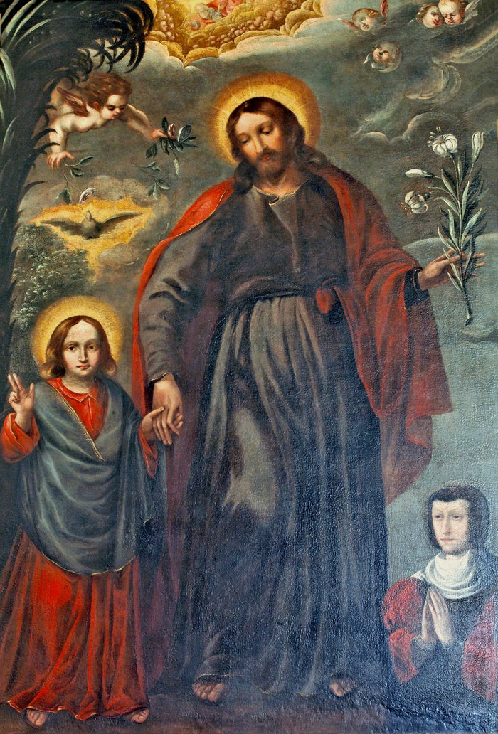 Saint Joseph with the Infant Jesus and a kneeling donor (1629): Joseph with halo and lily, symbol of purity.