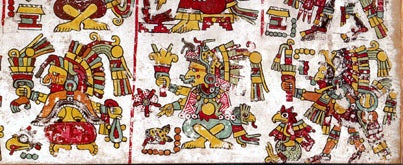 Xochiquetzal seated in the pre-Hispanic Codex Nuttall, page 7, in a codex-style depiction.
