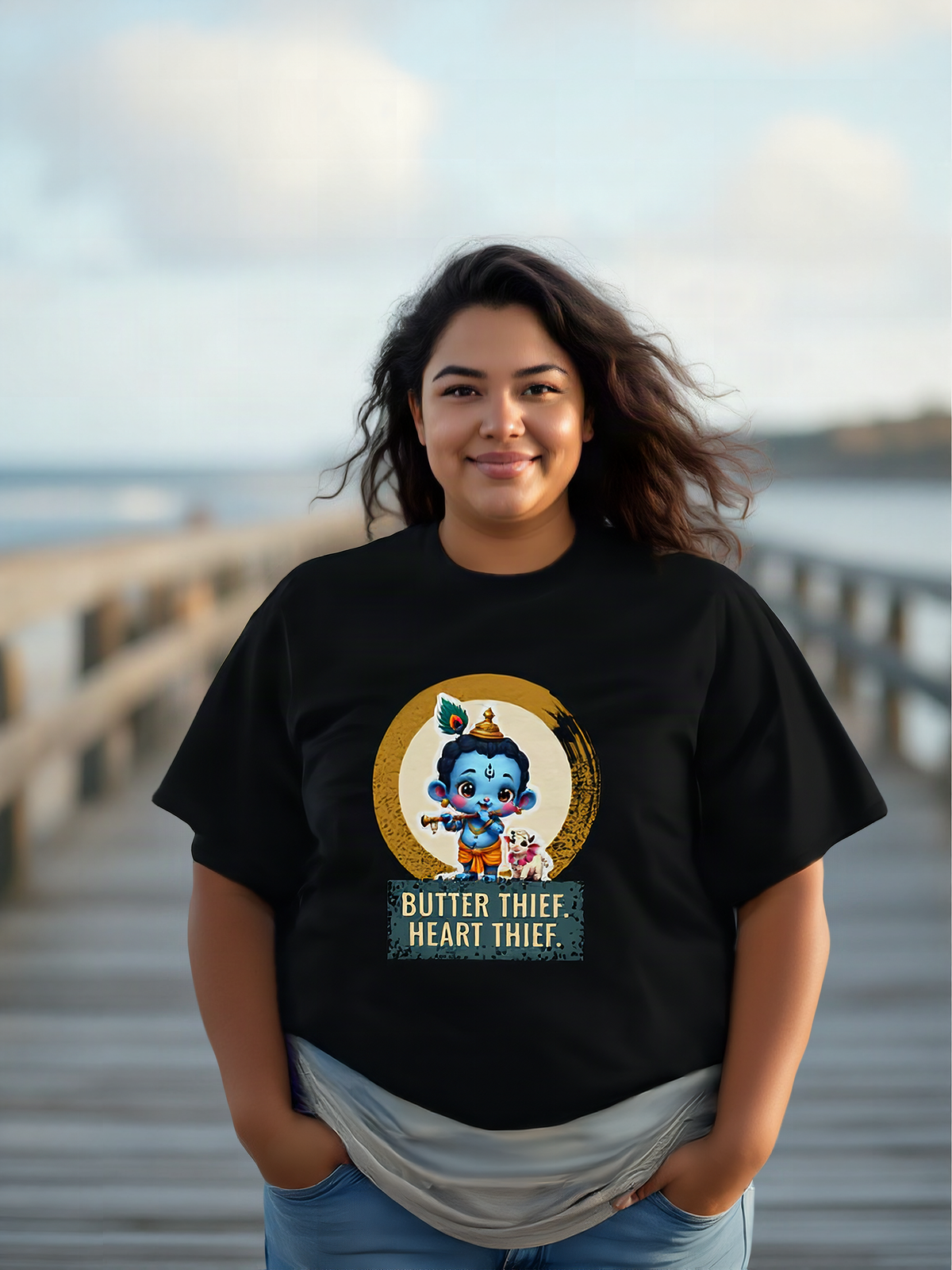 Mockup: AI-generated photo of the design worn by a model. The real shirt is printed to order; colours may vary slightly.