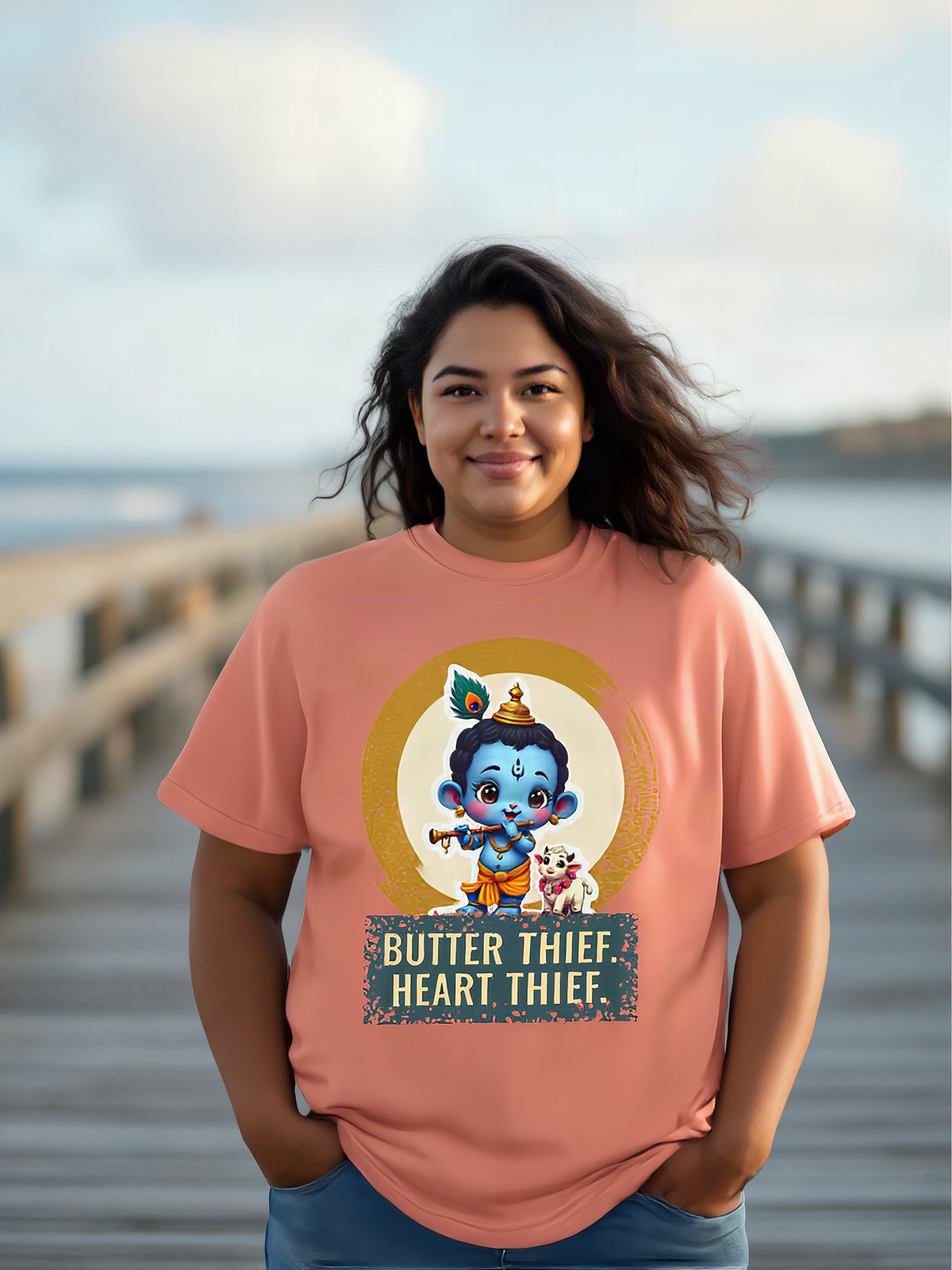 Mockup: AI-generated photo of the design worn by a model. The real shirt is printed to order; colours may vary slightly.