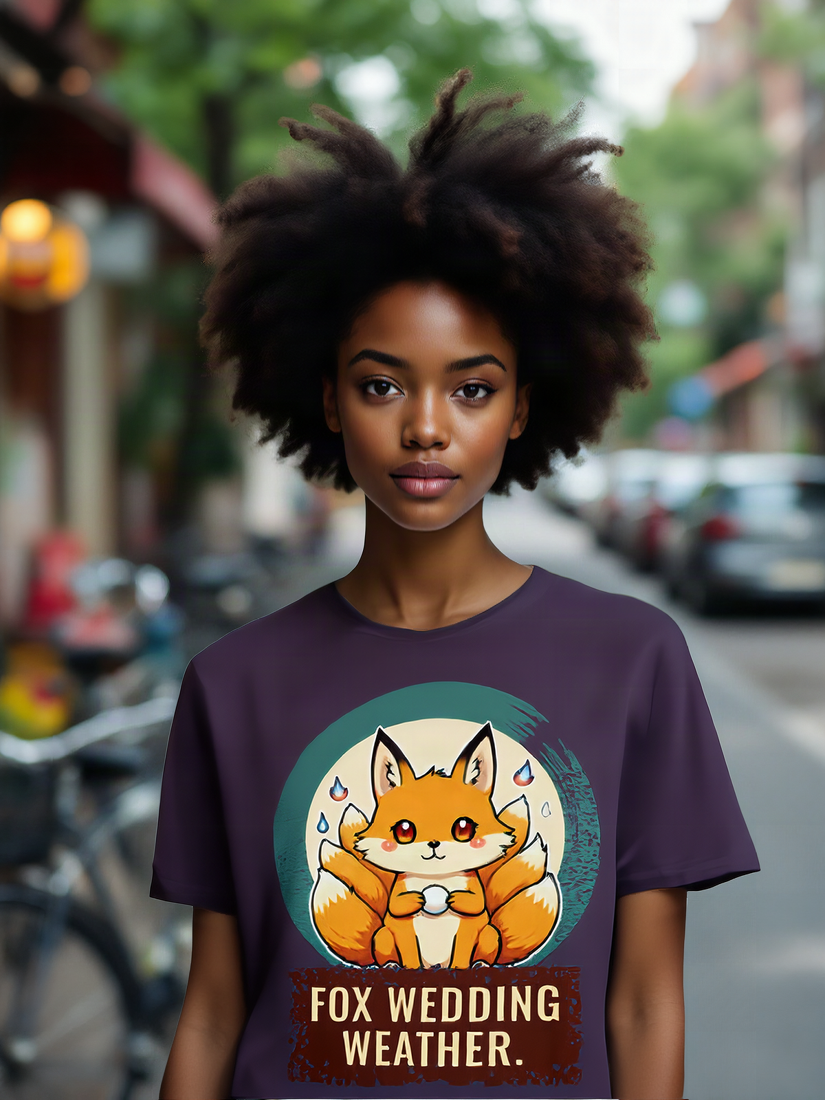 Mockup: AI-generated photo of the design worn by a model. The real shirt is printed to order; colours may vary slightly.