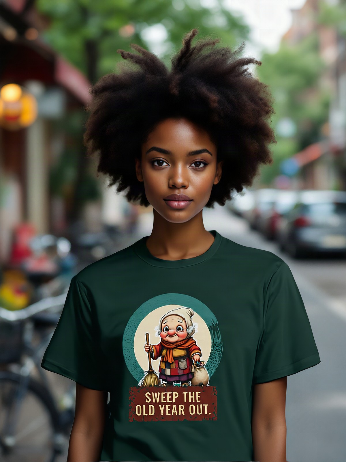 Mockup: AI-generated photo of the design worn by a model. The real shirt is printed to order; colours may vary slightly.