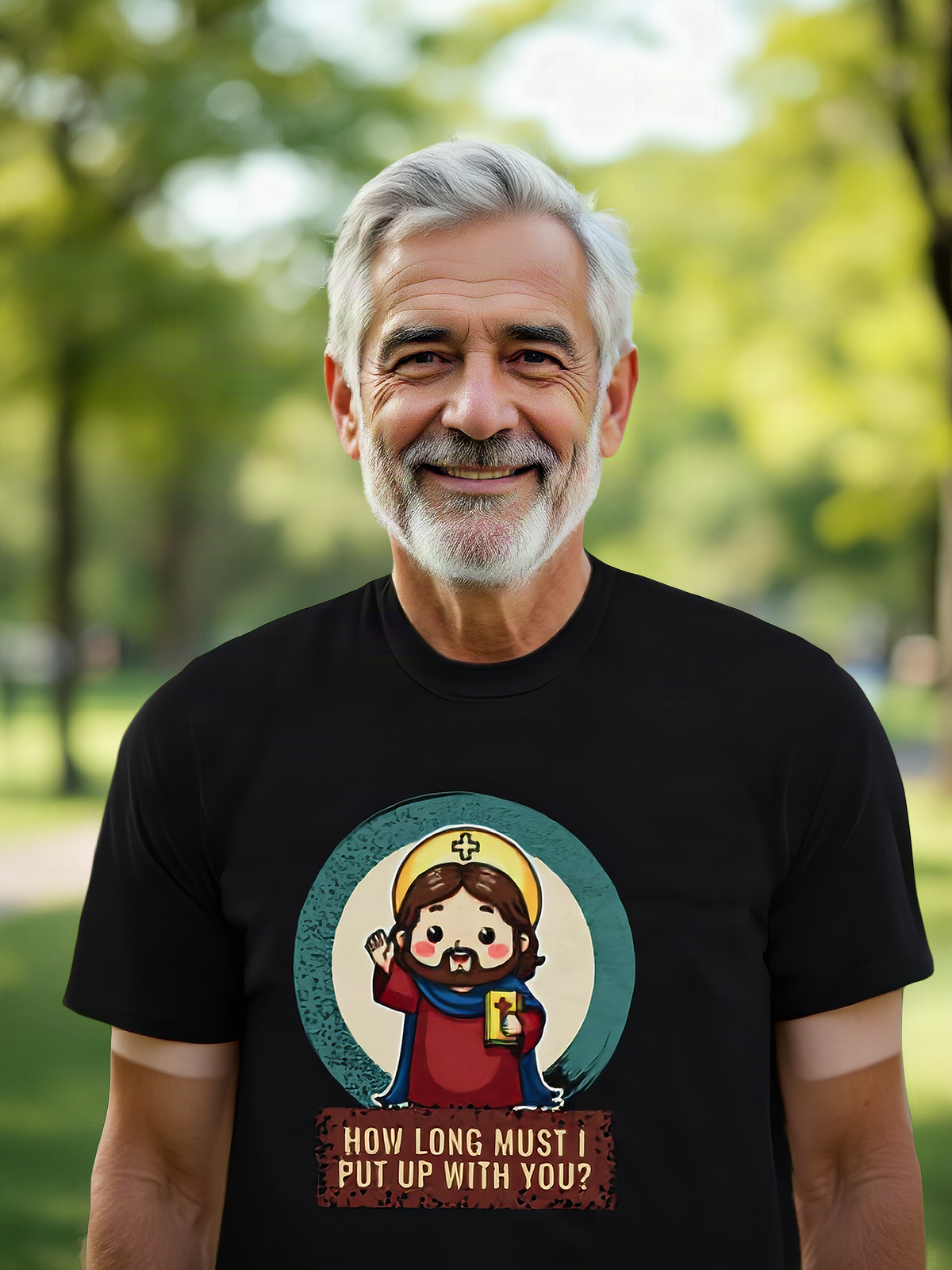 Mockup: AI-generated photo of the design worn by a model. The real shirt is printed to order; colours may vary slightly.