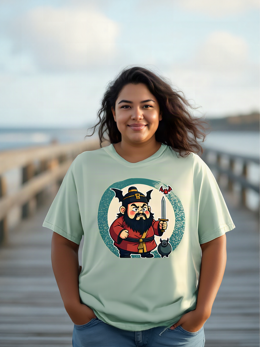 Mockup: AI-generated photo of the design worn by a model. The real shirt is printed to order; colours may vary slightly.